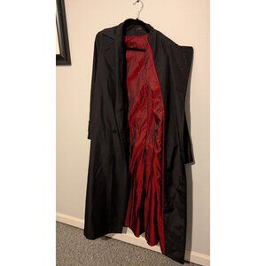 Anne Klein Black Trench Coat Red Lining Size 8